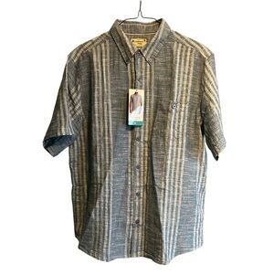 Weatherproof Gray Striped Casual Button Down Shirt
